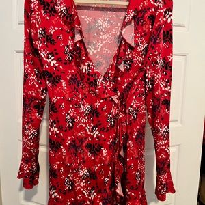 Urban Outfitters Red floral wrap dress